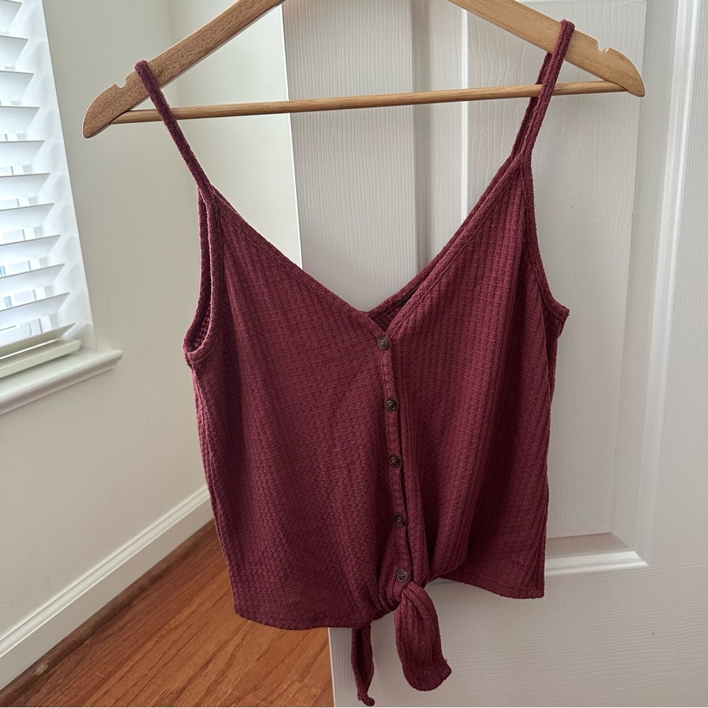 Pink waffle knit tank